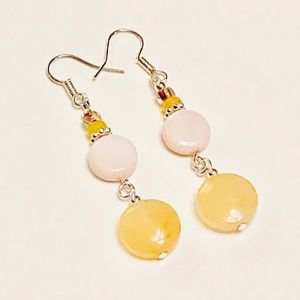 Golden Peach Mother-of-Pearl & Aventurine Stone Earrings
